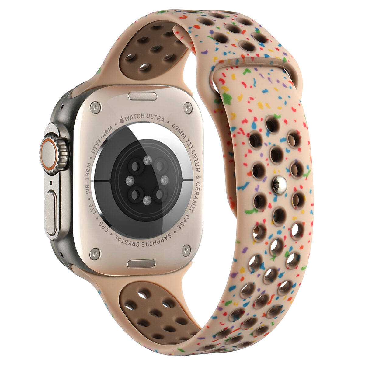 Apple Watch Barcelona Speckle Silikon Kordon - Creamy