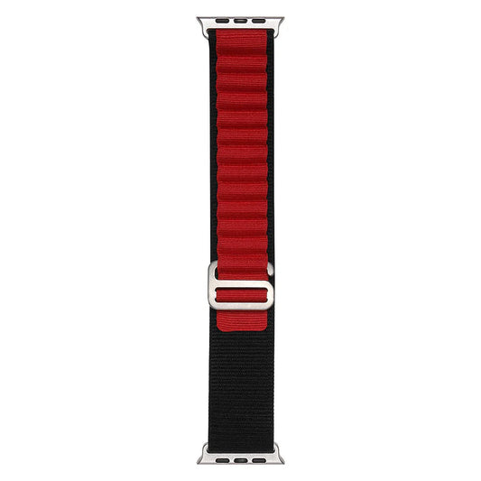 Apple Watch Bodrum Hasır Kordon - Dark Red and Black